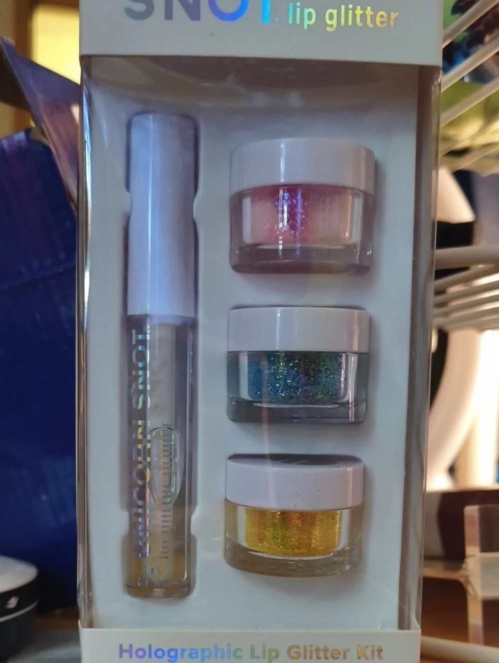 Holographic Lip Glitter Kit — Pink, Blue, Gold